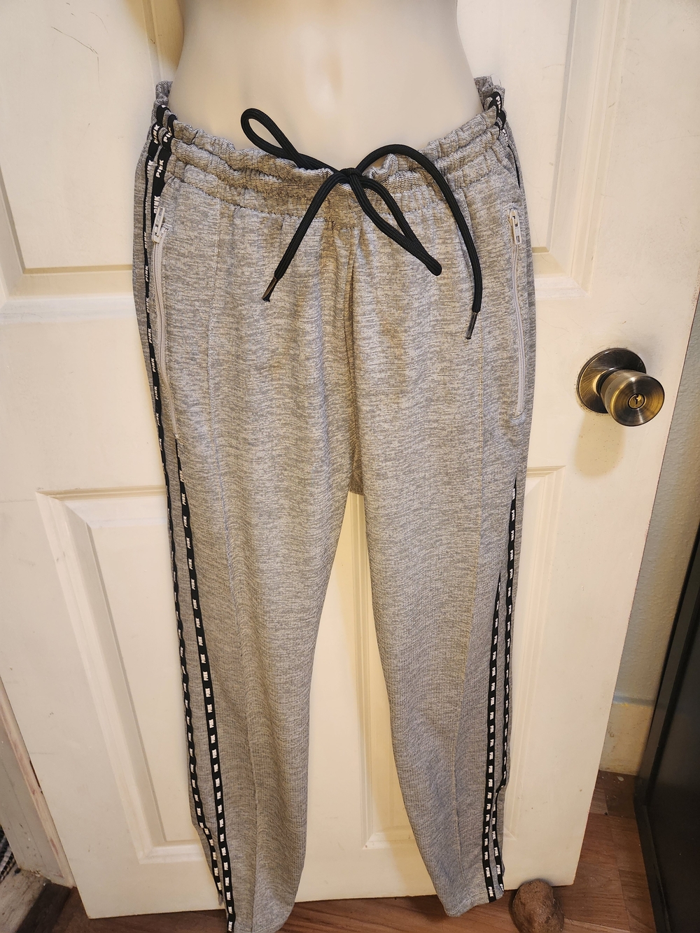 PINK Victoria's Secret Grey Jogger Pants with Black Side Tape